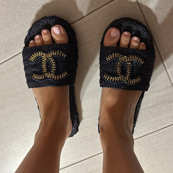 Chanel Interlocking CC Logo Straw Espadrilles Size: 8.5 EU 39 - Picture 14 of 16